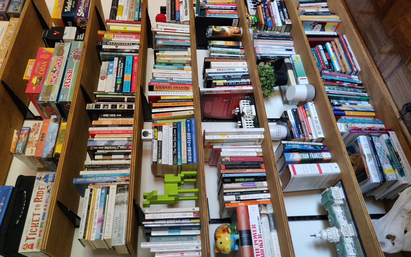 Bookshelf with collection of books and literature